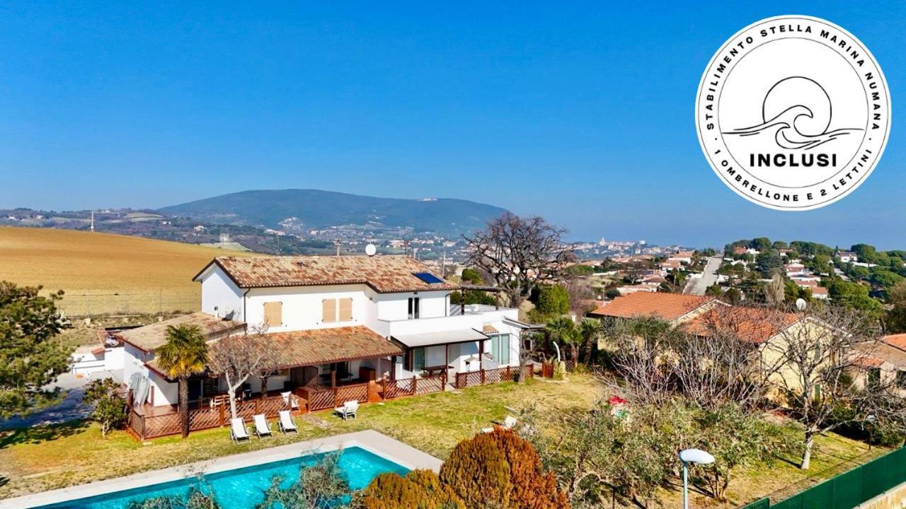 Viva3 - Numana, Ampio Trilocale In Villa Con Piscina エクステリア 写真